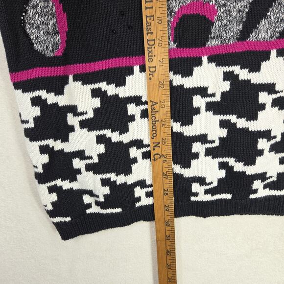Vtg J B Diffusion Womens Sweater M Black Pink Turtleneck Art To Wear Abstract - Picture 4 of 12
